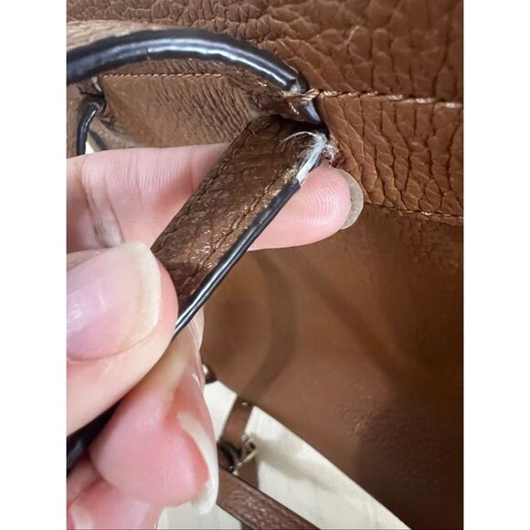 Kate Spade New York Leila Medium Flap Backpack Brown Pebbled Leather - Picture 8 of 14